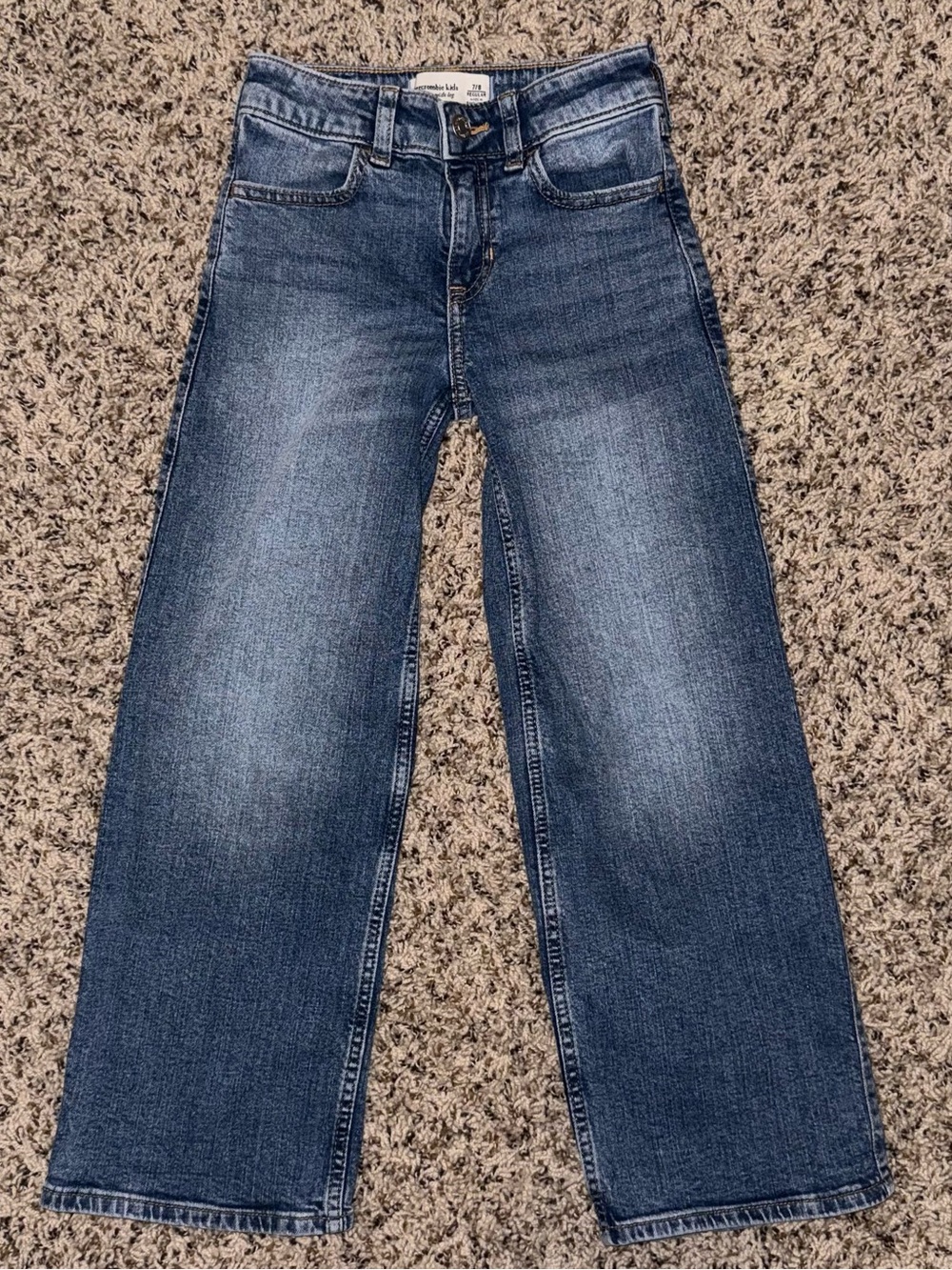 abercrombie kids Girls 7/8 Regular High Rise Wide Leg Stretch Jeans Medium Wash